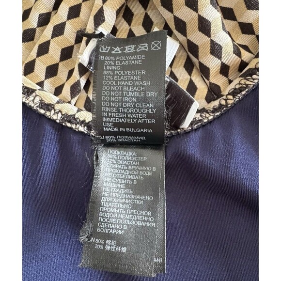 Reiss Women's Plunge V-Neck Print One Piece Halter Swimsuit Blue US Size 4 - Picture 15 of 16